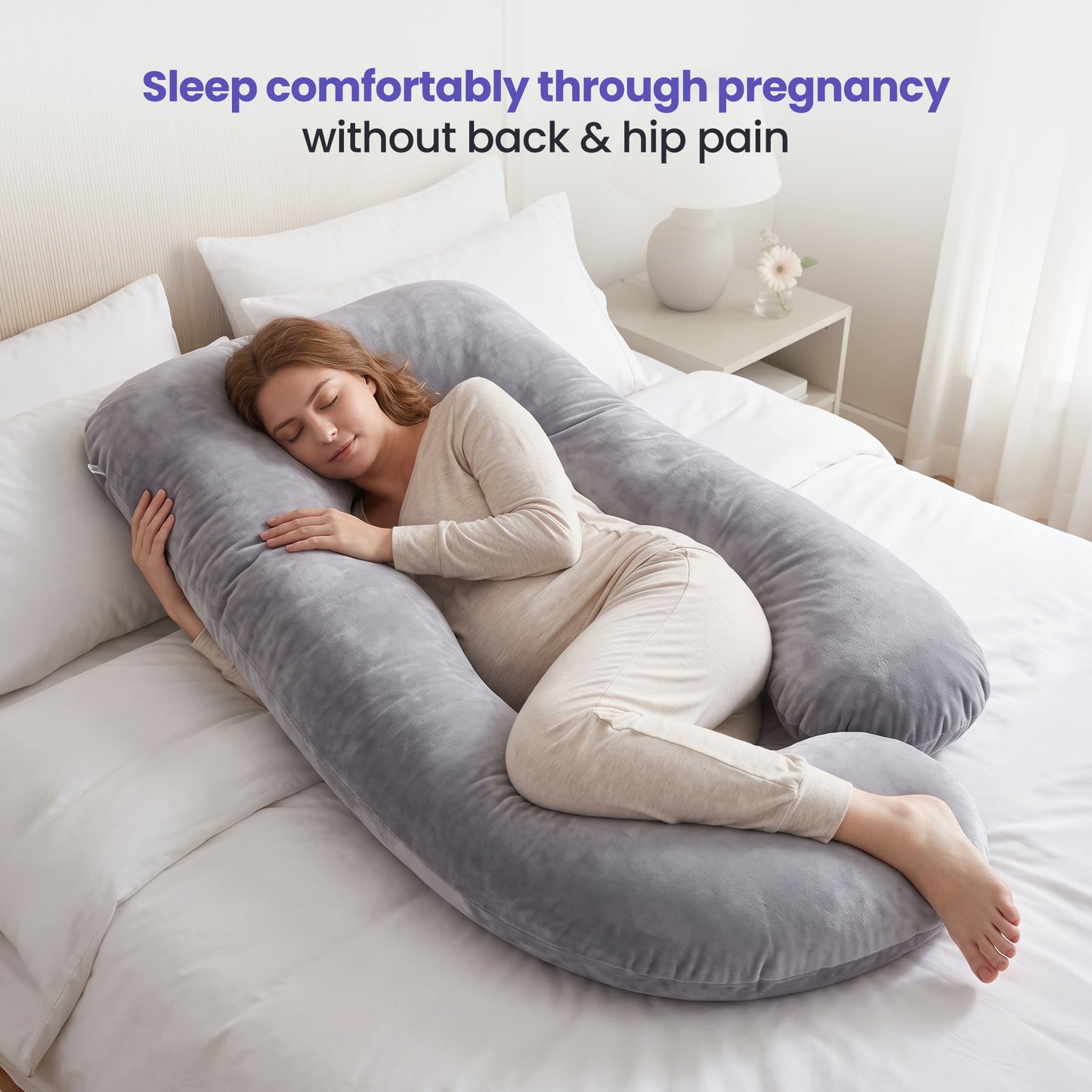 G-Shaped Full-Body Maternity Pillow with Removable Cover