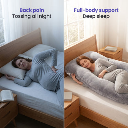 G-Shaped Full-Body Maternity Pillow with Removable Cover