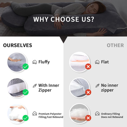 G-Shaped Full-Body Maternity Pillow with Removable Cover